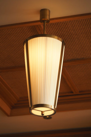 Elegant pendant light illuminating a warm interior space