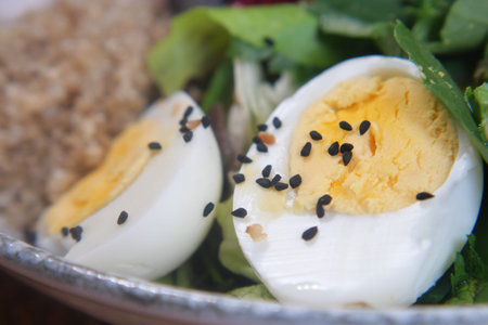 Egg salad with sesame in a bowl