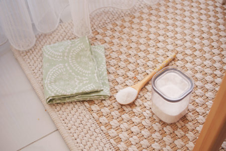 soda powder and towel on a carpet