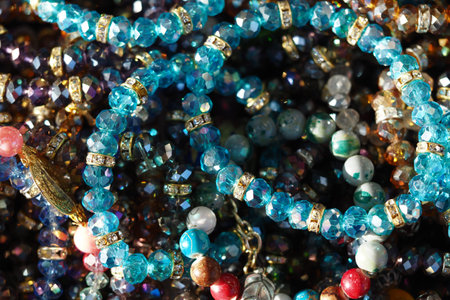 Vivid beaded bracelets displayed in vibrant colors