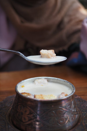 spoon pick creamy spoon closeupの写真素材