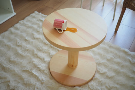 coffee spilled on a Wooden table