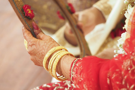 Bridal hands adorned with elegant traditional jewelry