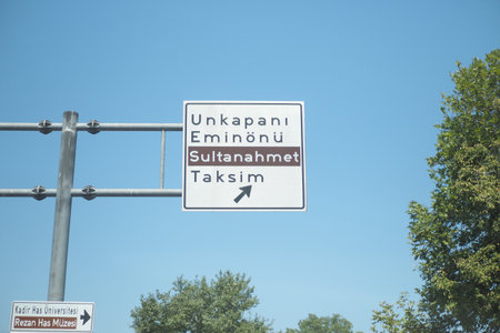 Istanbul route sign on a clear dayの写真素材
