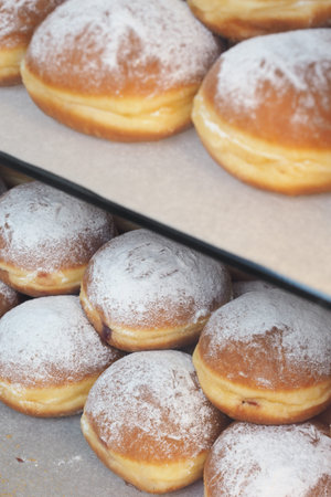 Delicious pastries on display at a bakery