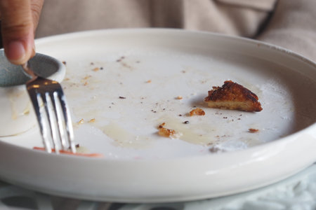 Delicious meal finished at restaurant table