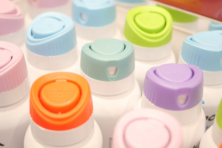 Colorful bottle caps arranged neatly on display