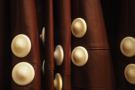 Brown fabric design with security alarm at retail storeの写真素材