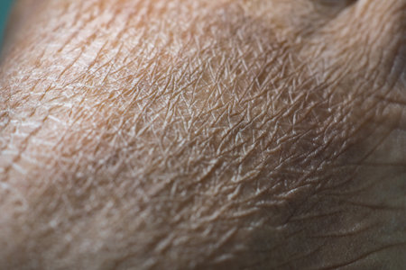 Close-up of dry skin showing natural patternsの写真素材