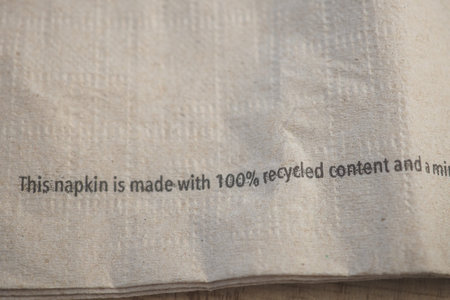 Eco-friendly napkin with recycled content info