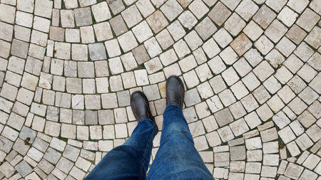 Walking on a circular stone path