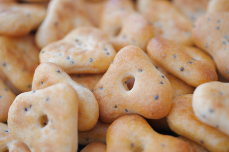 Crunchy baked snacks with sesame seedsの写真素材