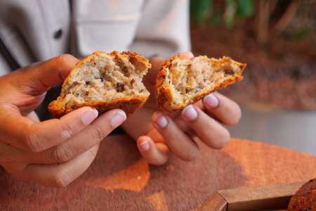 Freshly baked bread enjoyed at a cozy cafe
