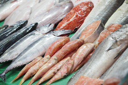 Fresh seafood on display at local market