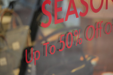 Seasonal sale offers discounts on bags and accessoriesの写真素材