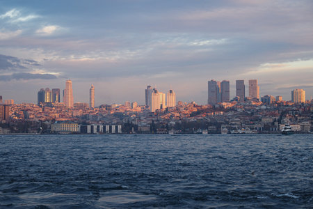 turkey istanbul 27 may 2025. Sunset over Istanbul cityscape with water in the foregroundのeditorial素材