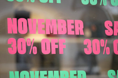 November sale offers 30 percent off items in storeの写真素材