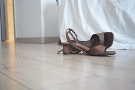 Brown shoes on the floor in a bright room