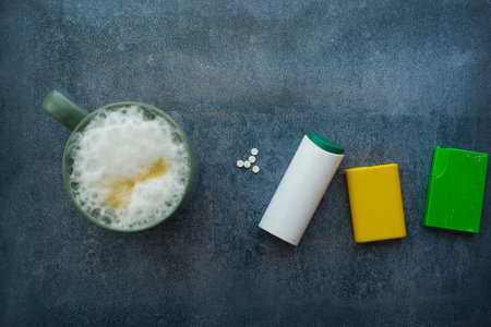 sweetener sugar substitute and coffee cup on a table