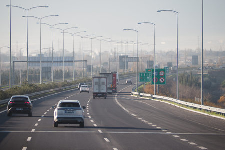 turkey istanbul 28 july 2025. Traffic on a highway with vehicles moving in different lanes
