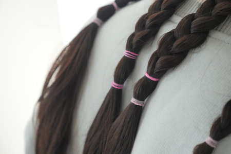 Braiding hair on a mannequin for styling practice