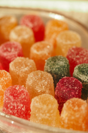 Colorful gummy candies arranged in a bowl for sharing