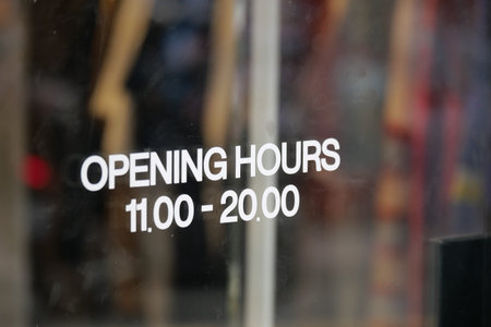 Store operating hours display shows the times of business