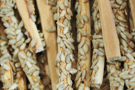 Snack sticks with sunflower seeds and sugar syrupの写真素材