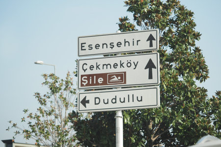 Direction signs for local areas in Istanbul, Turkey