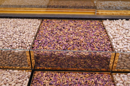 Nuts and seeds displayed in a local market stall