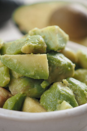 Fresh avocado pieces in a bowl ready for snack time