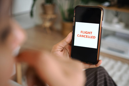 Flight cancellation notice on mobile device