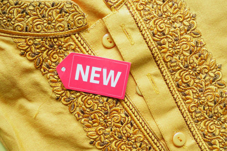 New clothing item displayed with a tag for customers