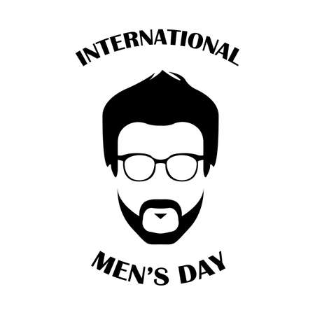 International men's day with face man with glasses and beard. World beard dayのイラスト素材
