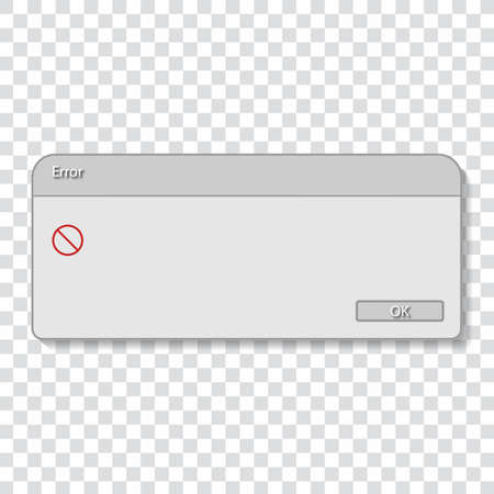 Window operating system error warning on transparent background. Classic window alert dialog box of system errorのイラスト素材