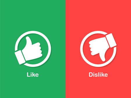 Thumbs up and down icon. White like and dislike icon. Do and Don't symbols
