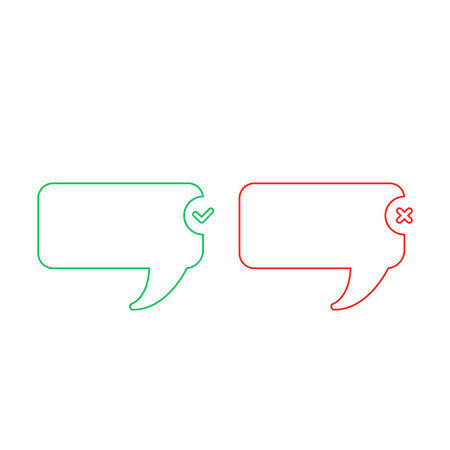 Line red and green bubble icon. Positive and negative check marks. Vector