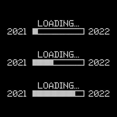 Set pixelated progress bar showing loading of 2022 year. Vectorのイラスト素材