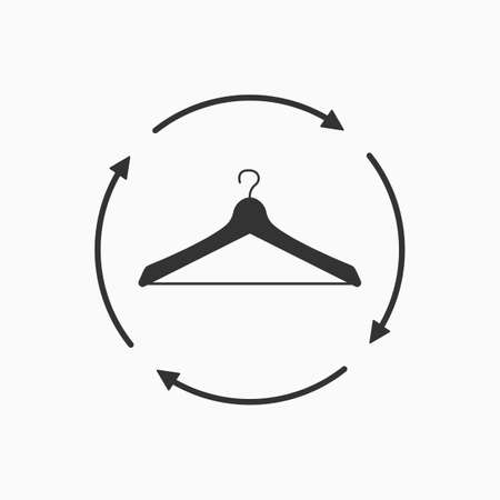 Recycle clothing concept. Recycle sign icon with clothes hanger. Vectorのイラスト素材