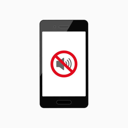 Sound off icon on realistic smartphone. No speaker, No sound icon. Silent mode icon. Vectorのイラスト素材