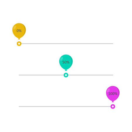 Scroll bar concept with percent. Balloon icon. Set line slider bar. Vectorのイラスト素材