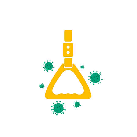 Virus on handrail loop. Dangerous virus attacking the handrail in public transport. Colored icon. Vectorのイラスト素材