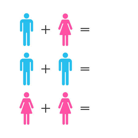 Template set of gender symbols and relationship icons. Orientation concept. Male and female icons. Vectorのイラスト素材