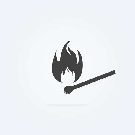 Icon of safety match. Fire, light, flames. Burning match icon on gray background. Vectorのイラスト素材