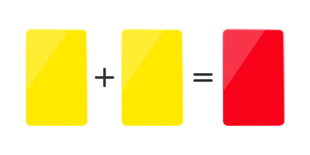 Red and yellow soccer cards. Two yellow cards equal one red. Football concept. Vectorのイラスト素材