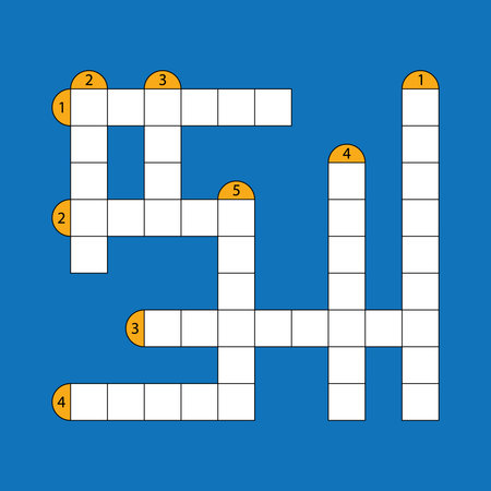 Empty crossword illustration. Crossword puzzle icon on blue background. Flat design. Vectorのイラスト素材