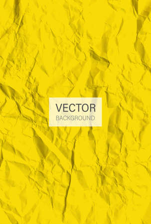Yellow crumpled paper. Crumpled texture effect. Colored creased paper sheet. Vector backgroundのイラスト素材
