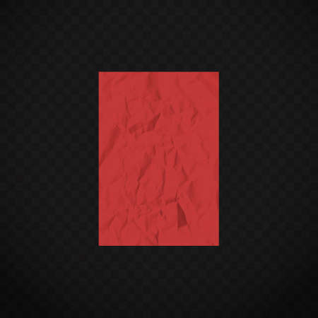 Red creased paper sheet on transparent background. Colored crumpled paper. Crumpled texture effect. Vectorのイラスト素材