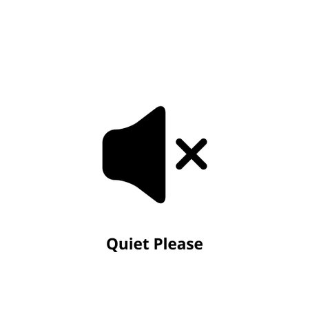 Quiet please icon on white background. Keep silence symbol. Silent mode concept. Vectorのイラスト素材