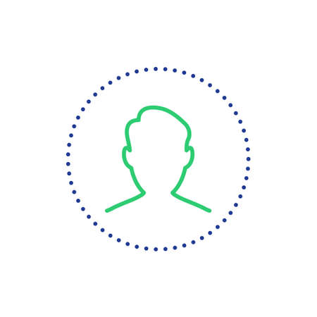Facial Recognition Icon. Search and Identification of Face. Biometric Facial Scanning Process Line Icon. Vector illustrationのイラスト素材
